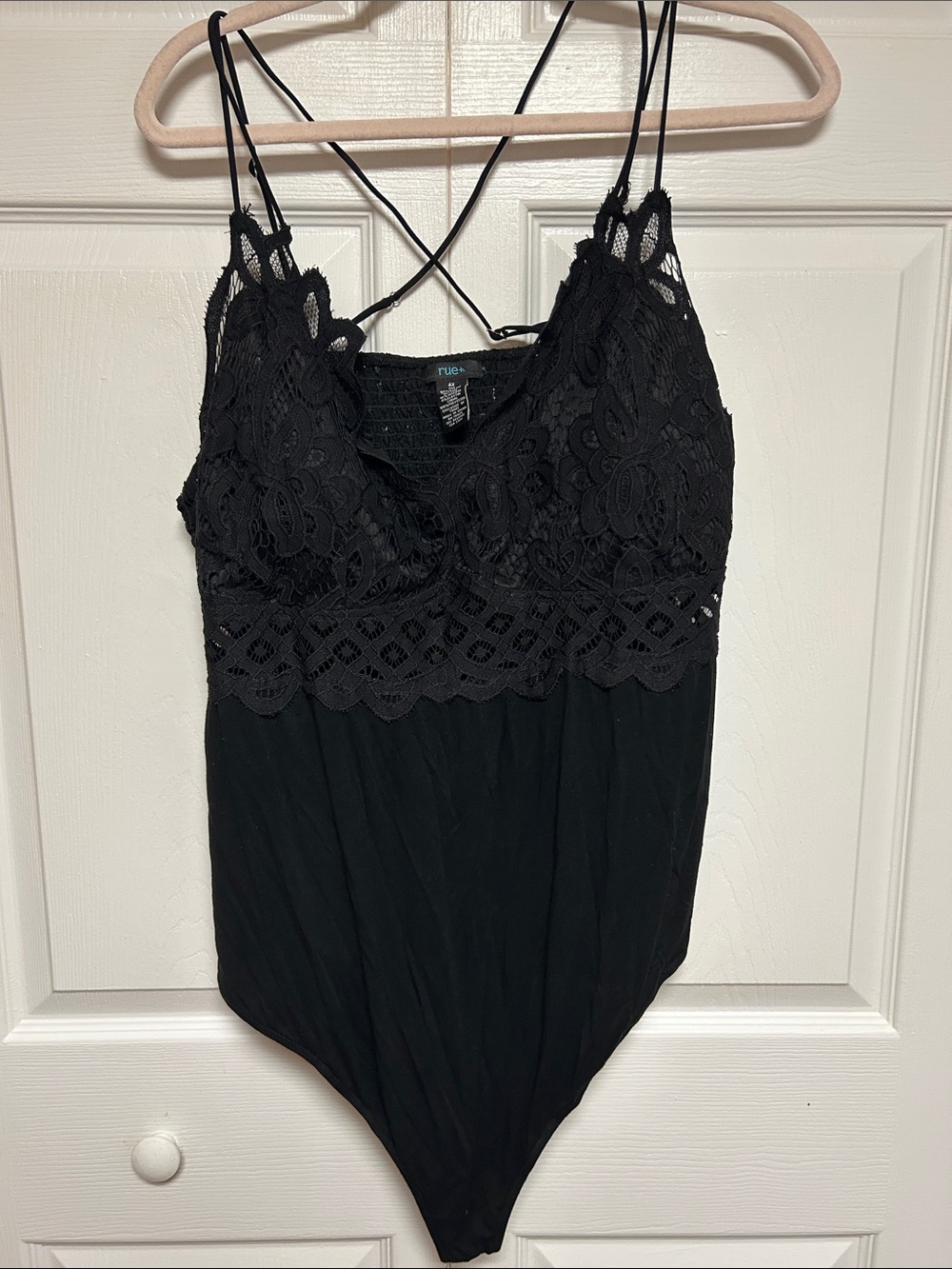 Rue21 Black Lace Bralette Bodysuit with Crisscross Straps